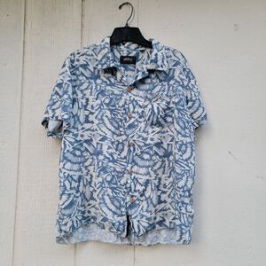 Deus Ex Machina Shirt Mens  Sz L Blu/wht Printed Button Up Streetwear